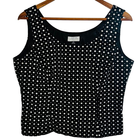 Tahari Arthur S. Levine Womens Black & White Polka Dot Sleeveless Blouse Top 10P - Picture 1 of 10
